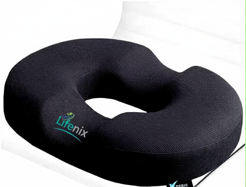 LIFENIX Memory Foam Orthopaedic Pillow Pack of 1 Nature Donut Cushion for Piles Post Surgery Recovery and Sitting Comfort(Black)