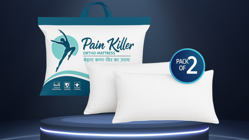 Pain killer ortho mattress Microfibre Sleeping Pillow Pack of 2 Solid(White)