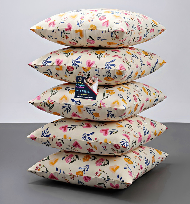 VILLAGERS Microfibre Cushion Pack of 5 Floral Premium Cushion Set | (16x16 inch)(Multicolor)