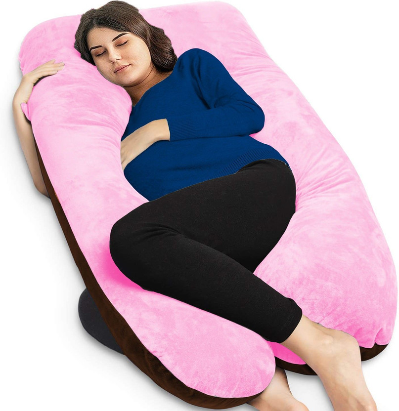 Daddy Cool Microfibre Pregnancy Pillow Pack of 1 Solid velvet U shaped Reversible(Pink, Brown)