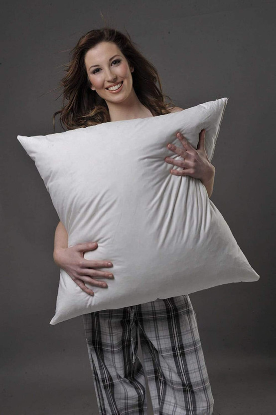 Decor Microfibre Cushion Pack of 2 Solid BIG CUSHION FOR BED / SOFA (24<>24) INCH (60<>60) CM(White, White)