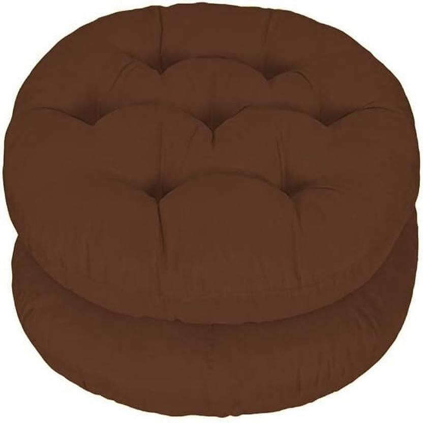 Wondershala Cotton Chair Pad Pack of 2 Solid Antique Round Chair Cushion Round Chairpad(Brown)
