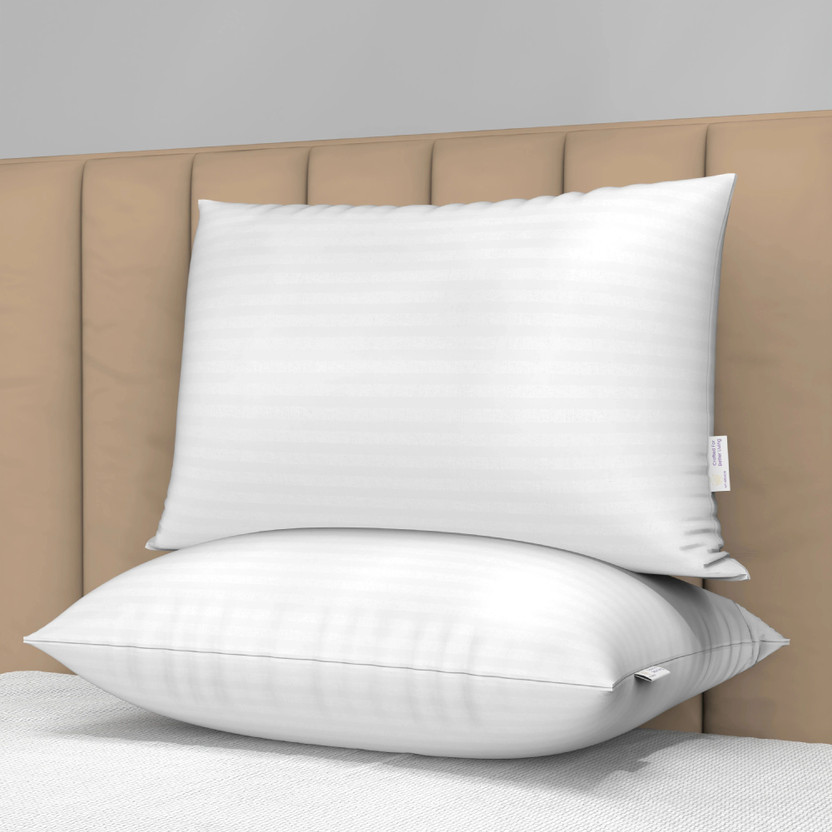 MY ARMOR Microfibre Sleeping Pillow Pack of 2 Stripes pillows set(White)