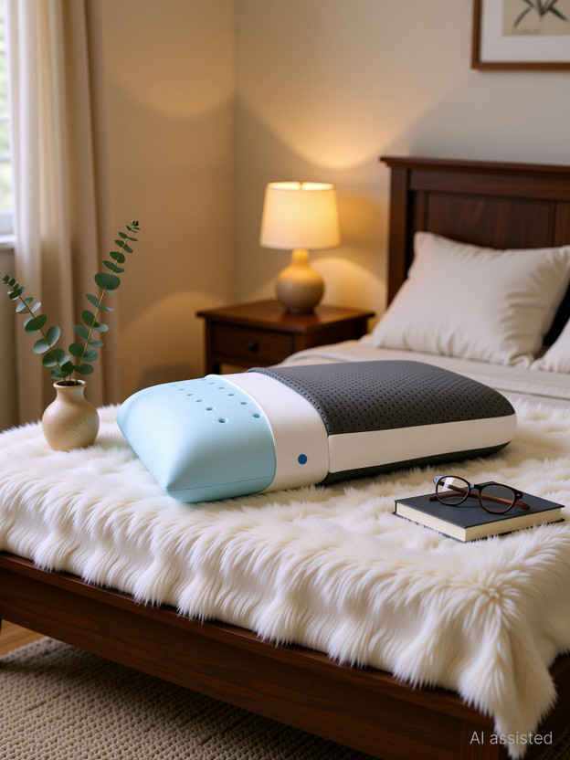 LA VERNE Memory Foam Sleeping Pillow Pack of 1 Geometric Luxury(Grey | White)