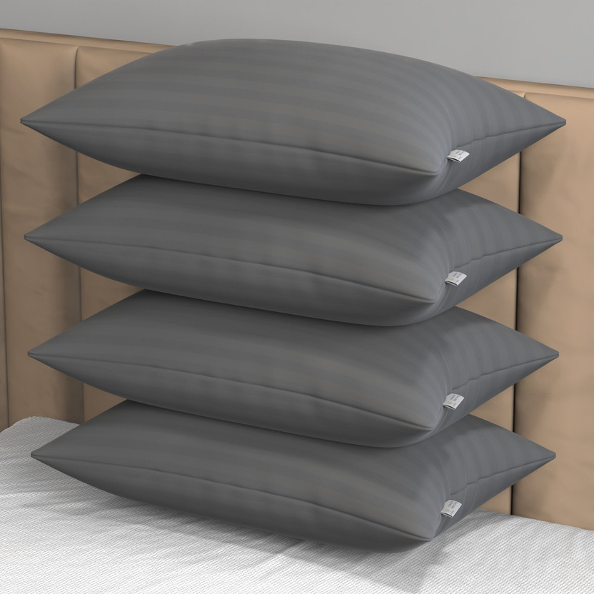 MY MY ARMOR Microfibre Sleeping Pillow Pack of 4 Stripes pillows set(Grey) - Flipkart Deal