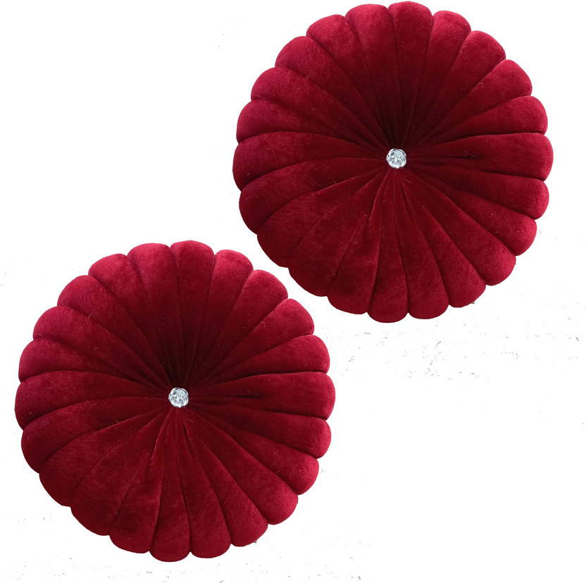 Shri Ganesh Handloom Polyester Fibre Cushion Pack of 2 Solid(Maroon)