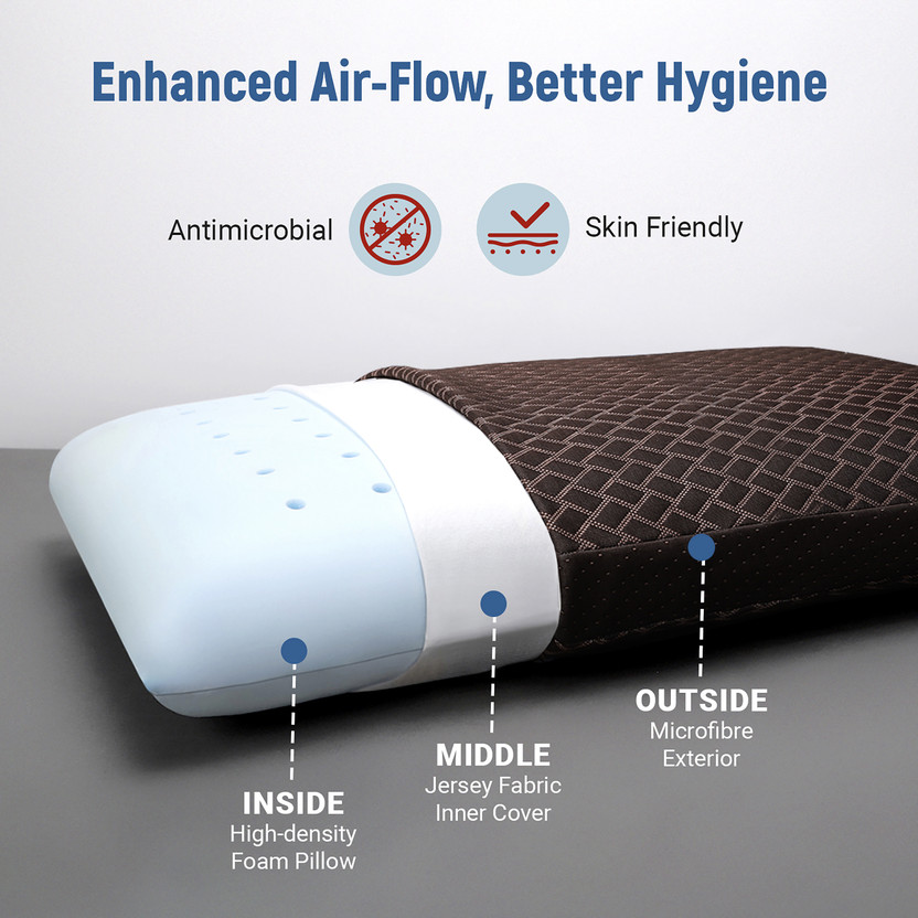 LA VERNE Memory Foam Sleeping Pillow Pack of 1 Geometric Luxury(Brown.S)