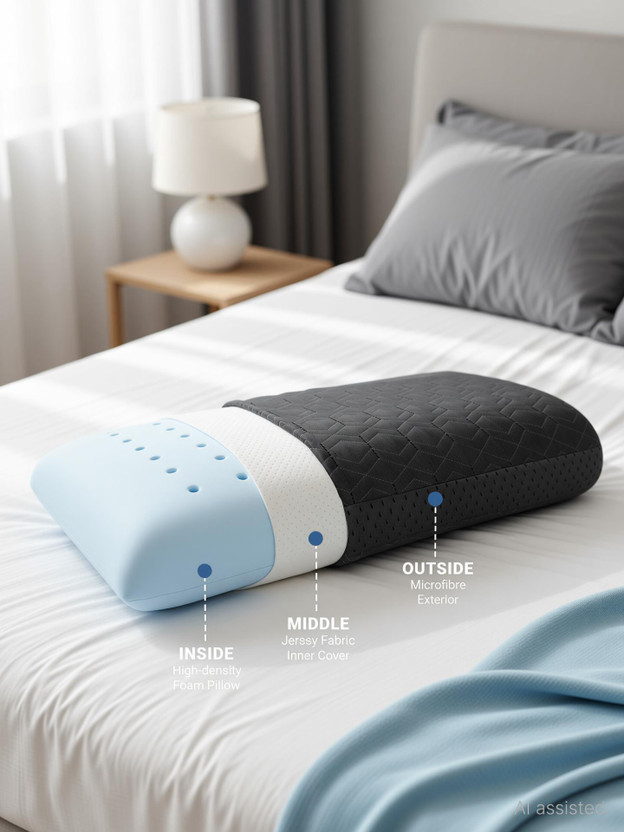 LA VERNE Memory Foam Sleeping Pillow Pack of 1 Geometric Luxury(Grey)