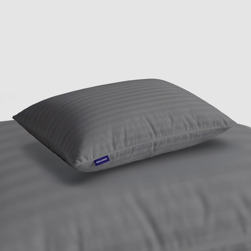 WELLGIVER Microfibre Sleeping Pillow Pack of 1 Stripes Microfiber Pillows, 41x61 cm, Soft & Fluffy, with Inner Cover(Grey)