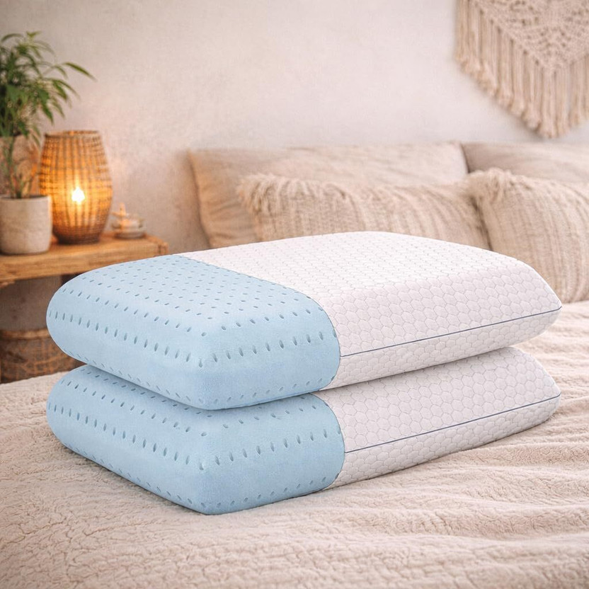 LA LA VERNE Memory Foam Sleeping Pillow Pack of 2 Geometric Luxury(Silver) - Flipkart Deal