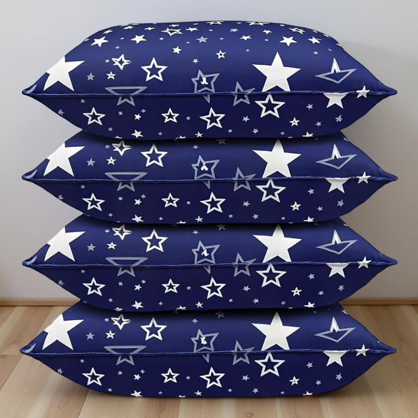 CIEZAR Microfibre Sleeping Pillow Pack of 4 Solid(Blue)