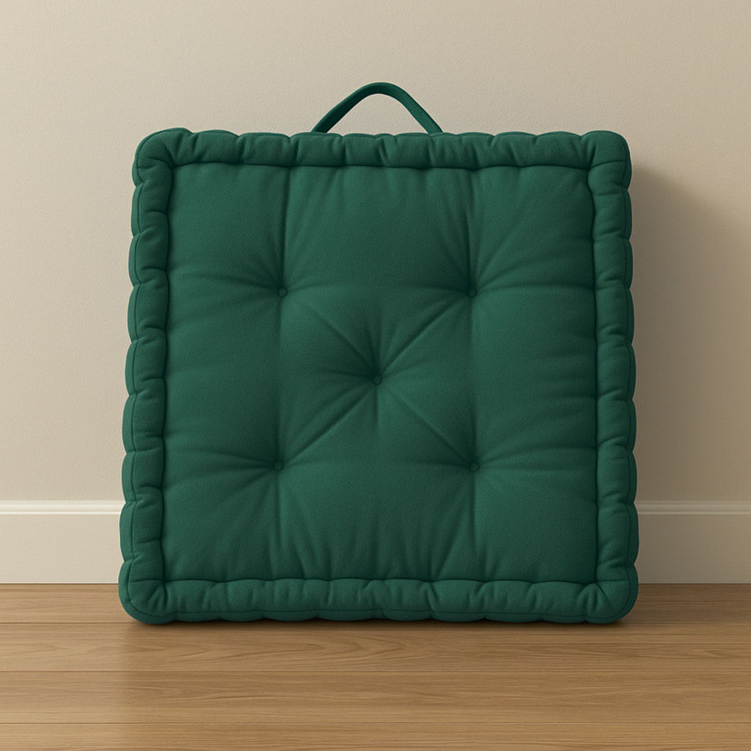 maatrikaa Cotton Floor Cushion Pack of 1 Solid Square-Tatami Cushion for Meditation, Reading, Sitting Room(18x18 Inch)(Green)