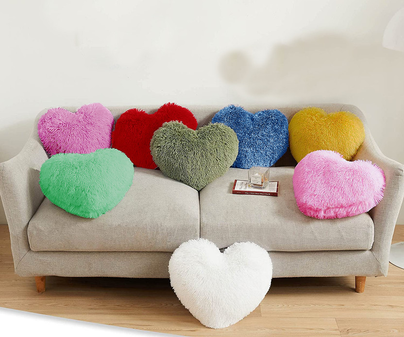 ellsy Microfibre Cushion Pack of 8 Solid(Red, White)