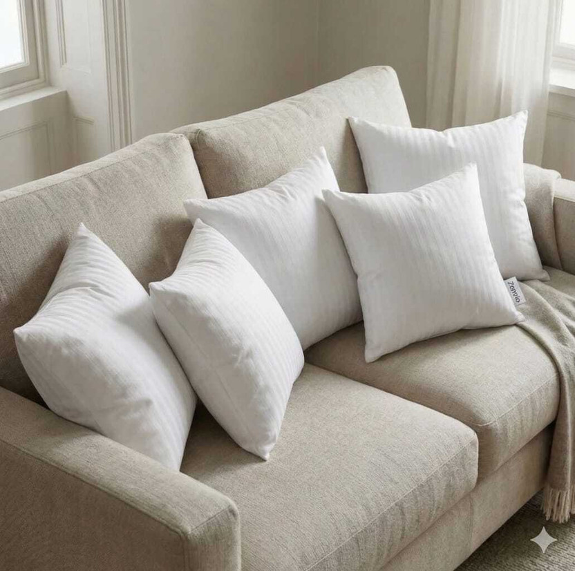 Zenvio Zenvio Microfibre Cushion Pack of 5 Solid Luxury Comfort Series(White) - Flipkart Deal