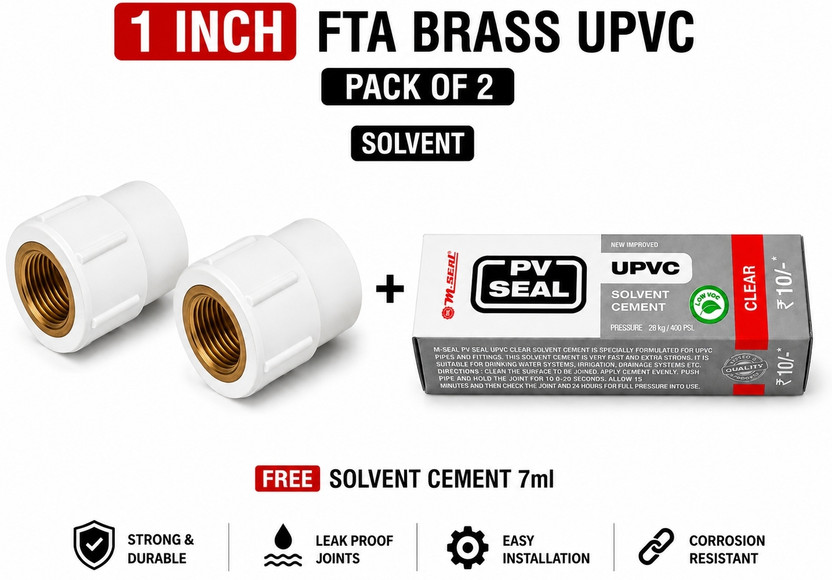 wingrip Fta Brass Upvc 1 Inch Pack of 2 Pipe Fitting 1-Way Coupling Pipe Joint(Pack of 2)