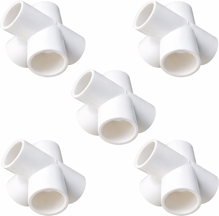 DEHRAN UPVC 5 Way Elbow Joint 20mm | 1/2 Inch Pipe Fitting Leak Proof, Easy Install 5-Way 90 Degree Elbow Pipe Joint(Pack of 5)