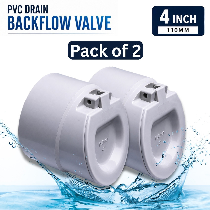MOJILA PVC Drain Backflow Valve 4 Inch (110 mm) Non Return Drain Valve 1-Way Cap Pipe Joint(Pack of 2)