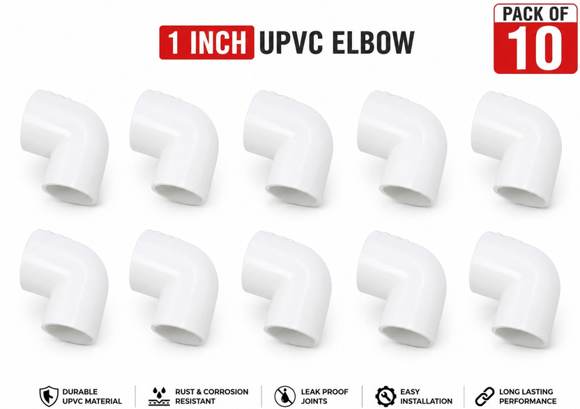 wingrip Upvc Elbow 1Inch 90° plain Elbow pipe Fitting 2-Way 90 Degree Elbow Pipe Joint(Pack of 10)