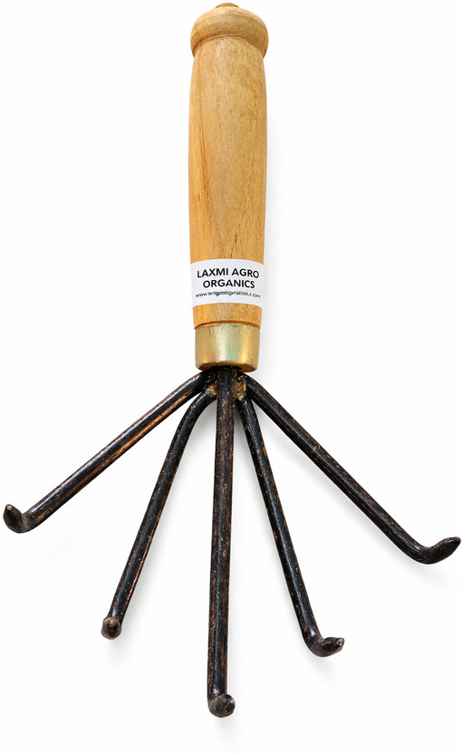 Vermify Heavy Duty 5-Prong Hand Rake - Durable Carbon Steel Soil Tiller & Weeder Pitchfork(Length 32 cm)