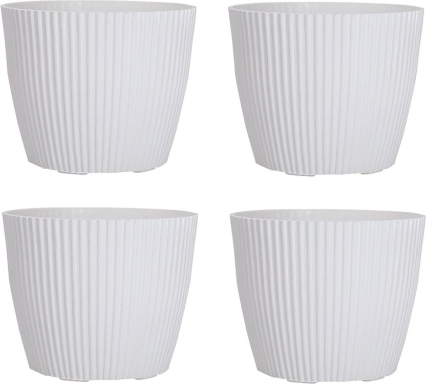 CLOKIFY Mega Flower Pot (Pack of 4) for Balcony and Living Room, Indoor Outdoor Planter Plant Container Set(Pack of 4, Plastic)