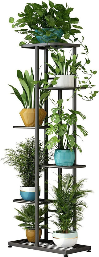 Iron Lands SOLID 6 Tier 7 Potted Pot Stand Shelves Planter Rack for Indoor Outdoor Decor Plant Container Set(Pack of 7, Metal)