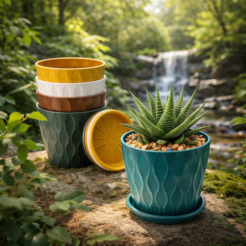 cassava Indoor & Outdoor Flower Planter Plant Container Set(Pack of 5, Plastic)