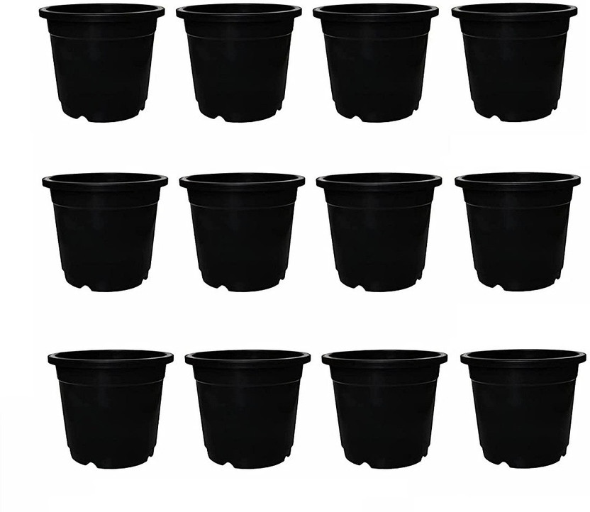 The Ubals 6 Inch Nursery Plastic Round Pot with Drain Hole Seed Starting Pots for Seeding Plant Container Set(Pack of 12, Plastic)