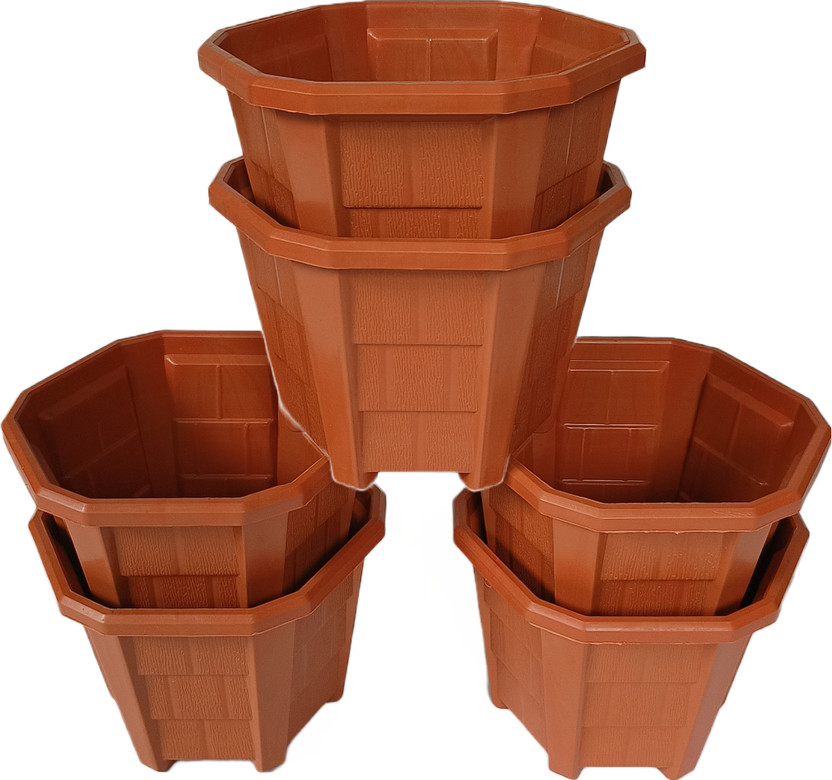 NEELAM Decoration of Home Balcony Garden and Outdoor Combo of 6 Plant Plastic Pot Plant Container Set(Pack of 6, Plastic)