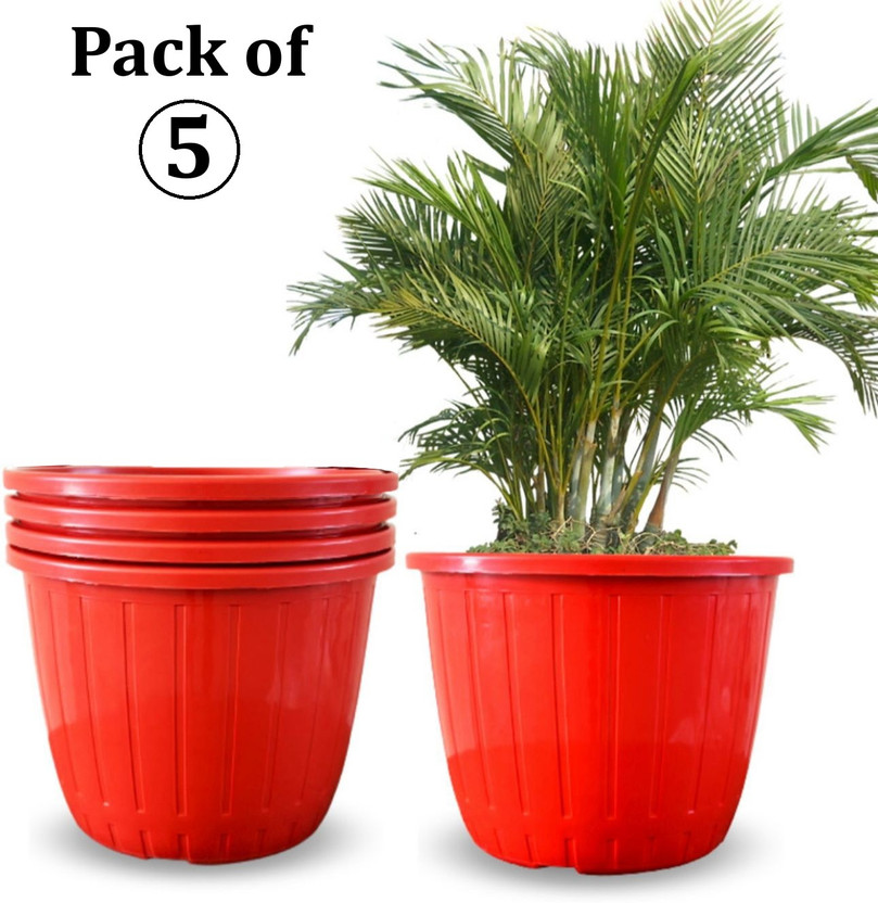 Nursery Hub Heavy Duty UV treated 10 inch dia. big flower plant pots gamla gardening Plant Container Set(Pack of 5, Plastic)