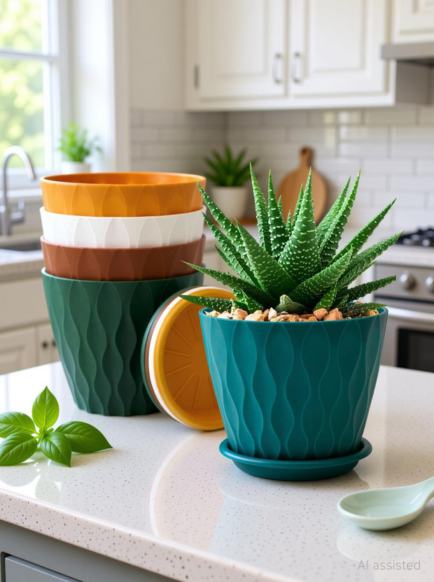 cassava cassava pot Plant Container Set(Pack of 5, Plastic) - Flipkart Deal