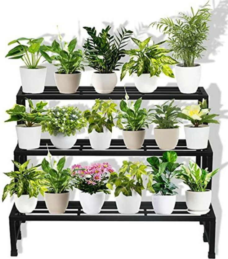 LATIFICRAFTS 3 Tier Metal Plant Stand For Indoor & outdoor Garden Stand for Plant Container Set(Metal)