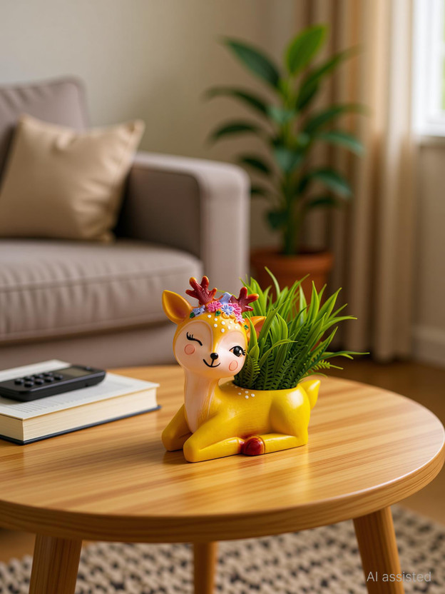 DecorTwist Deer Succulent Resin Planter Flower Pot For Small Plant for Home Office Desktop Plant Container Set(Poly-Resin)