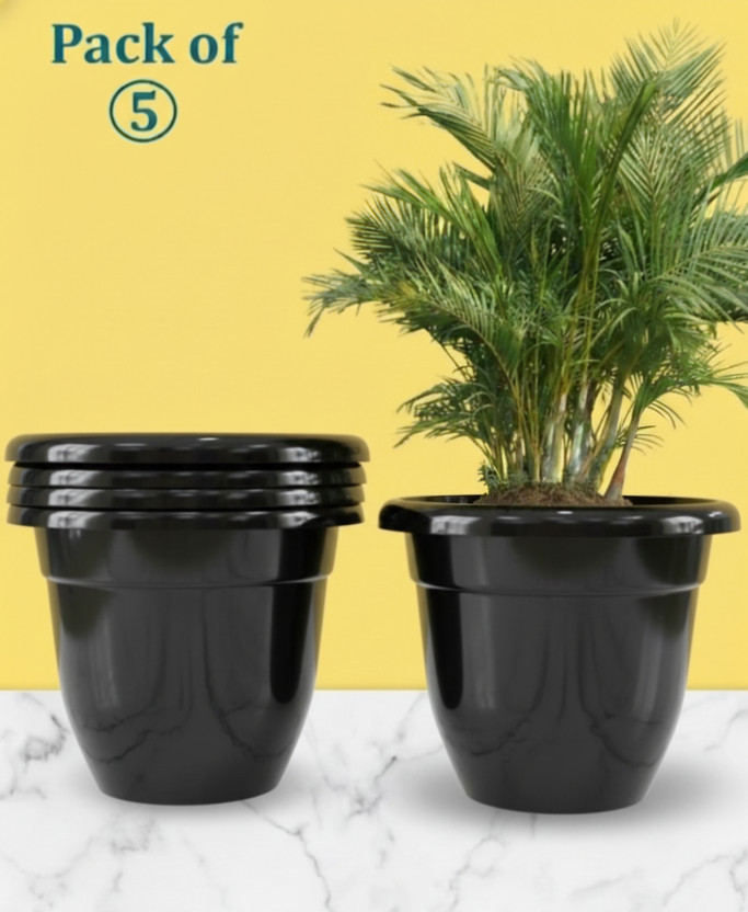 Nursery Hub (Pack of 6) Premium 10"diax8"height plant pots planters flower pots big size Plant Container Set(Pack of 5, Plastic)