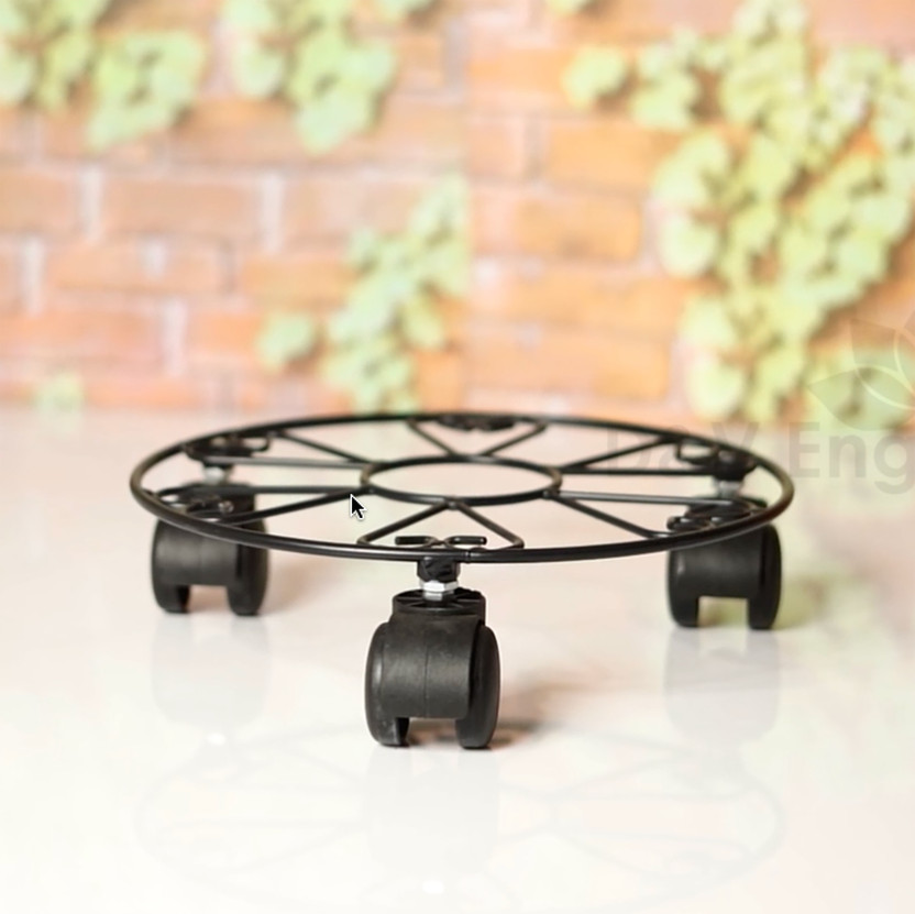 D&V ENGINEERING Heavy Duty Round Plant Stand with Rolling Wheels | Indoor Plant Display Stand Plant Container Set(Metal)