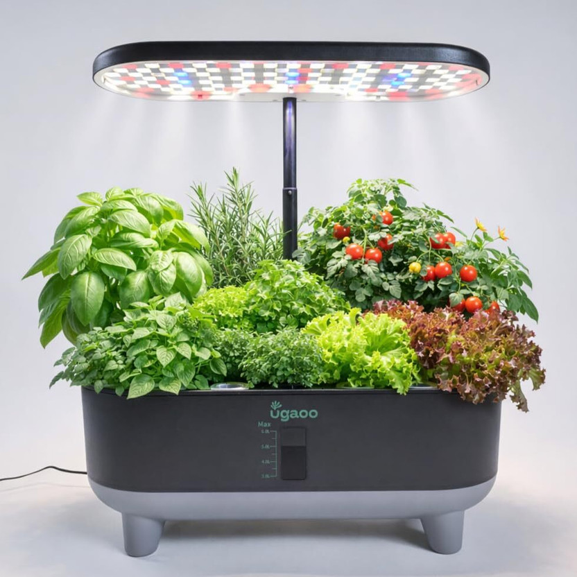 UGAOO Smart Indoor Hydroponic Garden Kit with LED Light | 6L | 3 Modes Plant Container Set(Plastic)