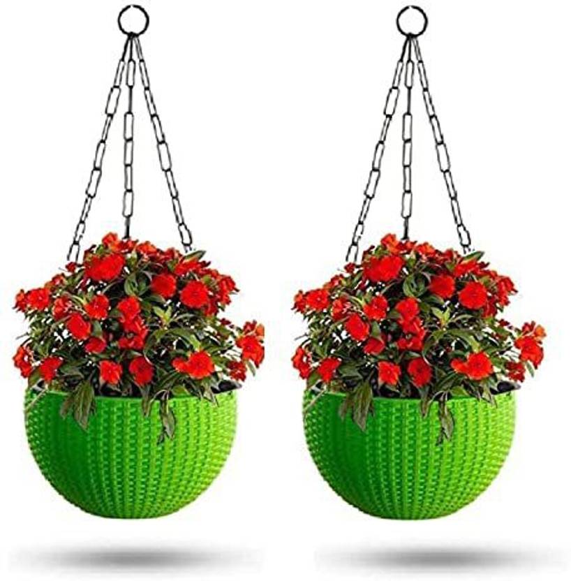 Urban Infotech 7 inch Chain Hanger Green Flower Pot Outdoor ,Grill ...