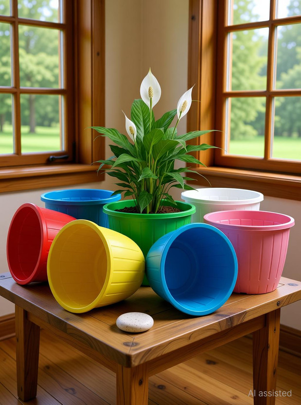 Nursery Hub Heavy Duty UV treated 10 inch dia. big flower plant pots gamla gardening Plant Container Set(Pack of 5, Plastic)