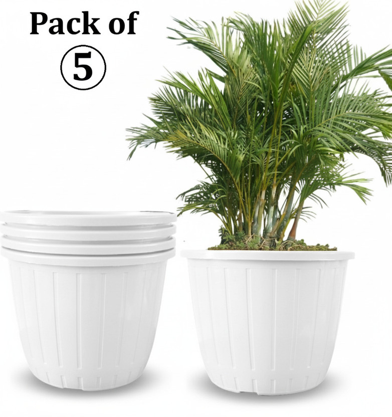 Nursery Hub Heavy Duty UV treated 10 inch dia. big flower plant pots gamla gardening Plant Container Set(Pack of 5, Plastic)