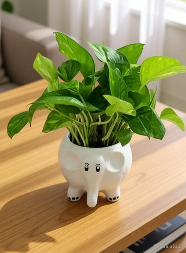 SBC Elephant Shape Miniature Flower Pot Planter Containers Plant Container Set(Ceramic)