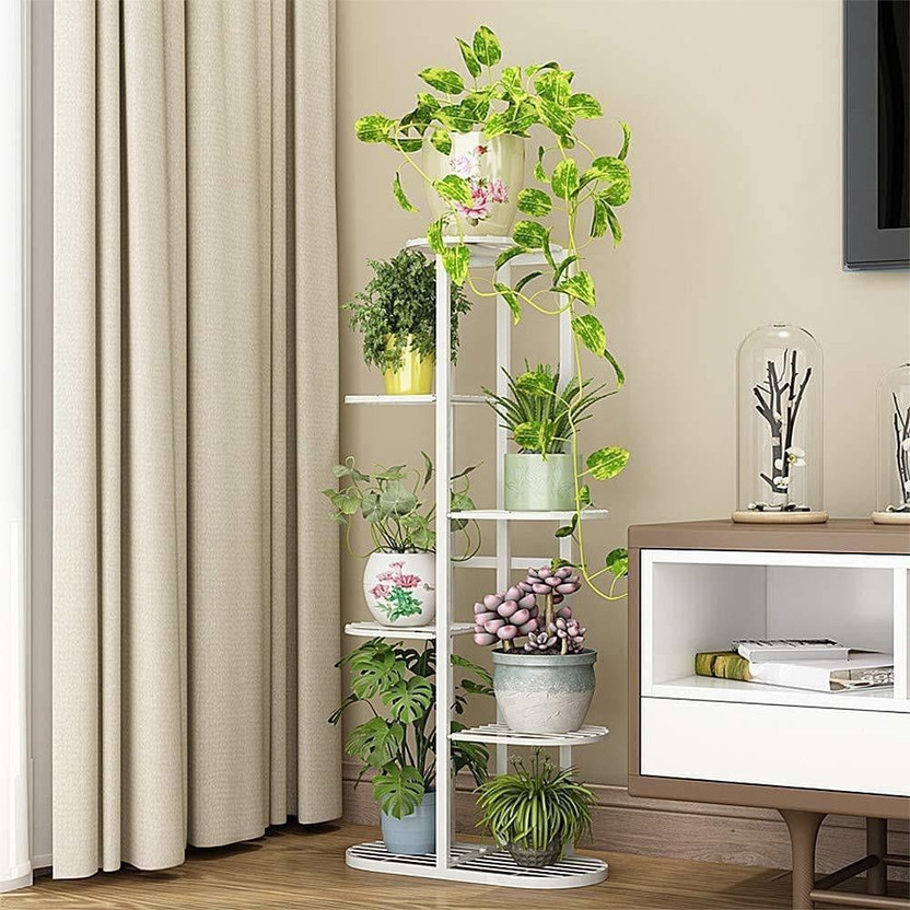 MF WORLD 7 POT STYLISH PLANTER STAND FOR INDOOR OUTDOOR BALCONY (WITHOUT POT) Plant Container Set(Metal)