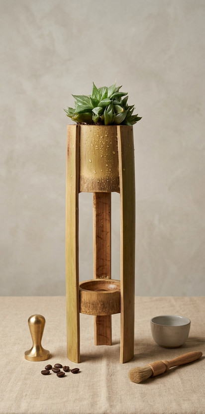 Watika Craft Handcrafted Bamboo Plant Stand all Elevated Design for Indoor Plants Plant Container Set(Wood)