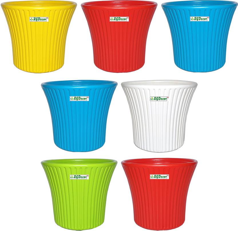 RGDECOR 7 Sunrise Flower Pots 9.25 Inches Planters Plastic Gamla