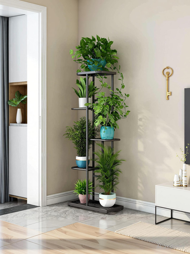 Iron Lands SOLID 6 Potted Premium Plant Stand Pot Books Decorative Holder Shelves Plant Container Set(Metal)