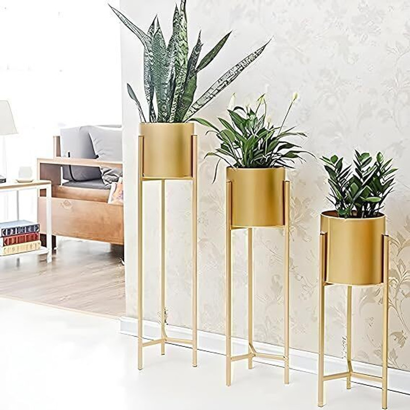larko Larko Modern Metal Planter for Home Decor Indoor Plant Container Set(Pack of 3, Metal)