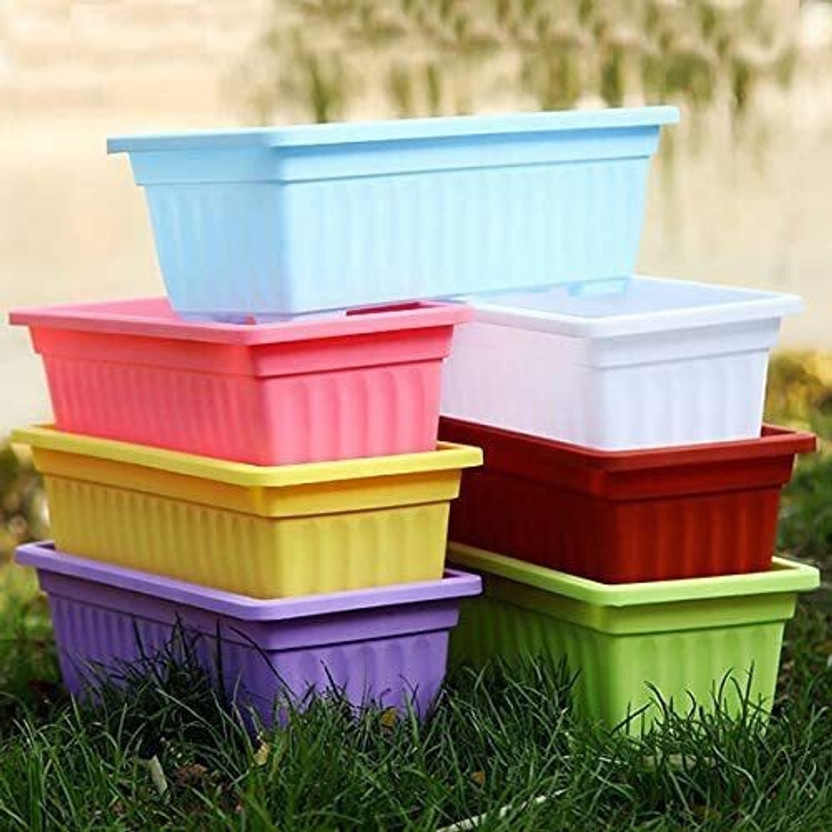 BargainBin Trendy Designer Plant Pots Planter For Home Balcony, Window Display Decoration Plant Container Set(Pack of 7, Plastic)