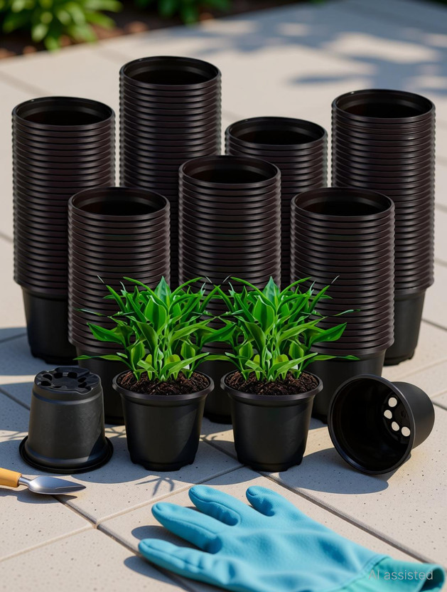 Bluevista Bluevista Plastic Nursery Pots 6 Inch Black Plant Seed Starting Pot for Indoors & Outdoors Plant Container Set(Pack of 50, Plastic) - Flipkart Deal
