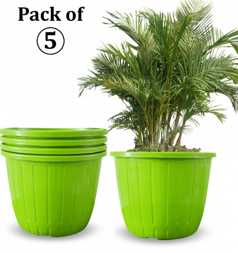 Nursery Hub Heavy Duty UV treated 10 inch dia. big flower plant pots gamla gardening Plant Container Set(Pack of 5, Plastic)