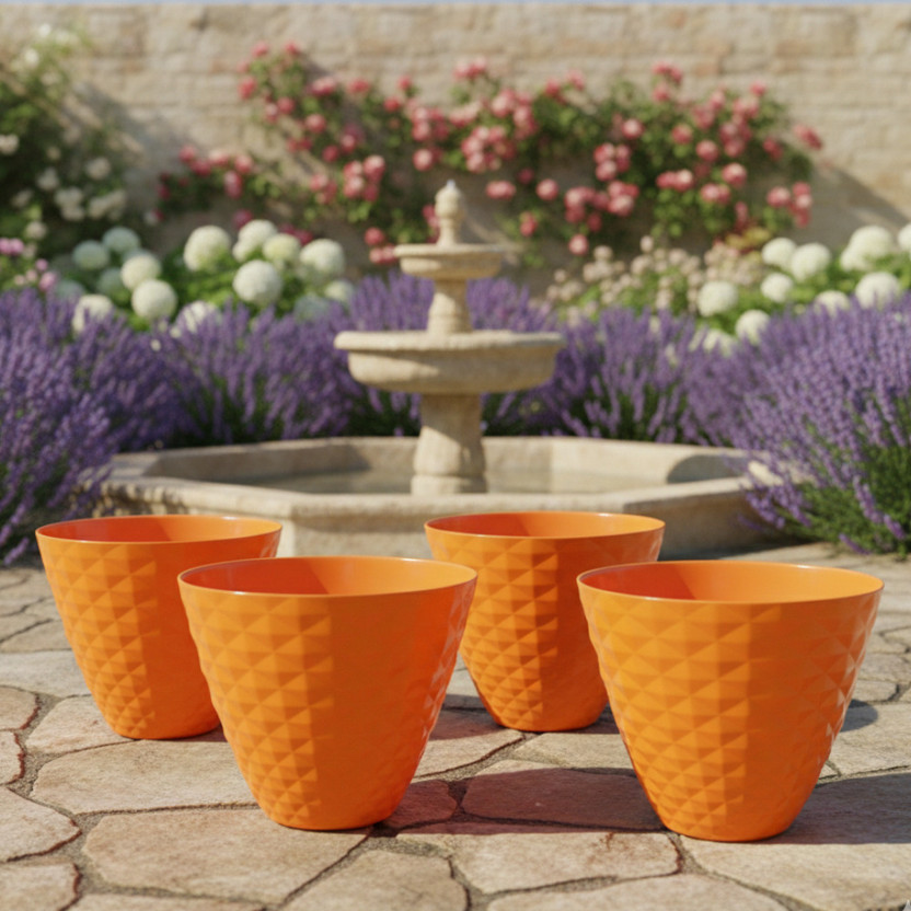 potarow 10 Inch Big Flower Pot for Home, Terrace, Balcony Plants, Plant Container Set(Pack of 4, Plastic)