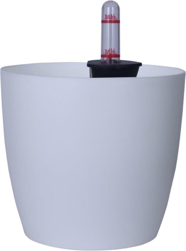 Hug A Plant Ronda 1412 Round Plastic Pot With Self-Watering Kit Plant Container Set(Plastic)