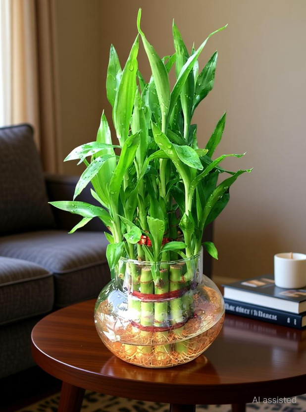 NiMoj Two Layer Bamboo Plant, Lucky Bamboo Straight Stick, Dracaena Plant(Hybrid, Pack of 1)